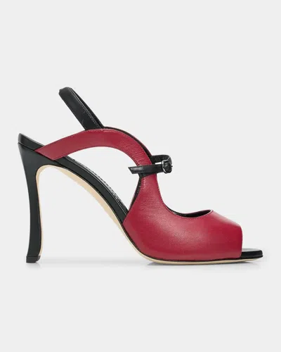 Manolo Blahnik 105mm Chungasan Leather Slingback Sandals In Multi