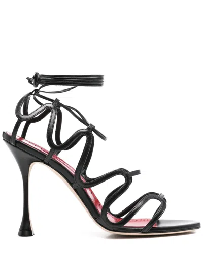 Manolo Blahnik Fawda 105 Leather Sandals In Black