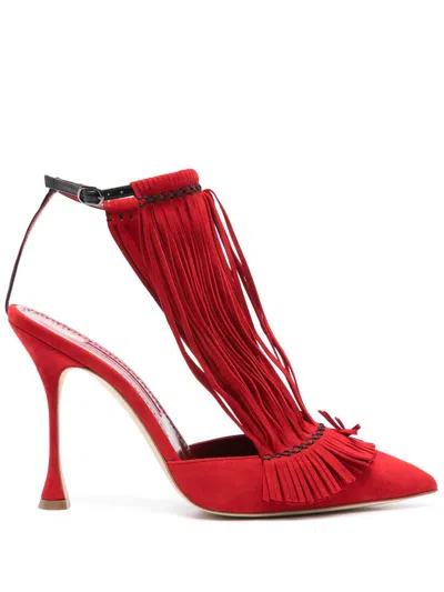 Manolo Blahnik 105mm Fiki Sandals In Red