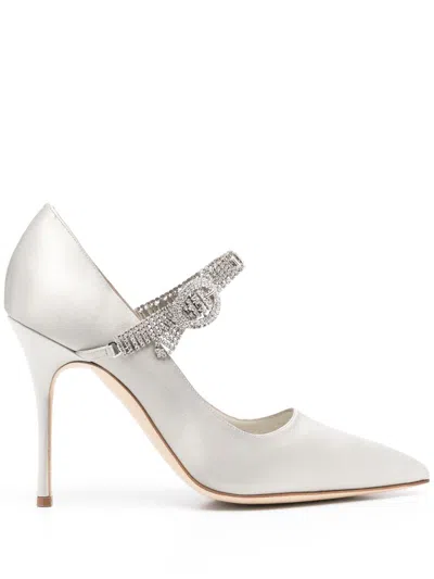 Manolo Blahnik Women Asapump Satin Pumps In White