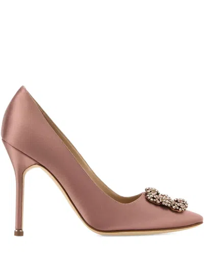 Manolo Blahnik 105mm Hangisi Pumps In Pink