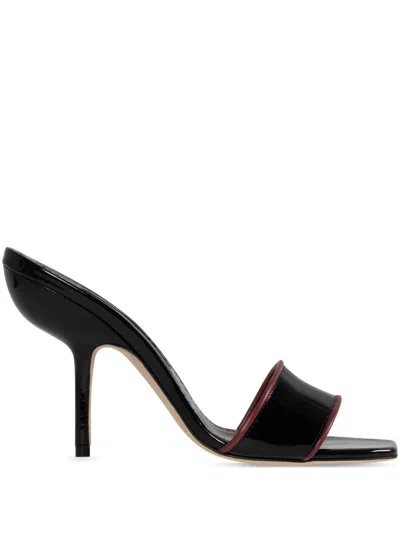 Manolo Blahnik Helamu 105 Two-tone Patent-leather Mules In Black