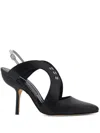 Manolo Blahnik Leather Jijara Slingbacks With Contrasting Details 10cm In Black