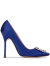 Manolo Blahnik Hangisi Crystal-embellished 120mm Pumps In Blue