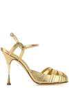 Manolo Blahnik Maka Nak 105 Metallic Leather Sandals In Gold