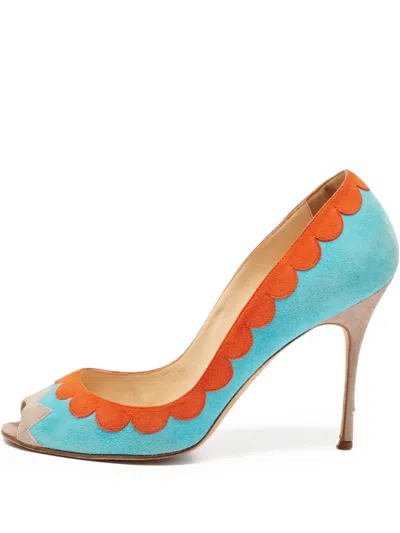 Pre-owned Manolo Blahnik 105mm Scalloped Peep-toe Pumps