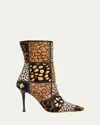 Manolo Blahnik Trulona 50 Leather-trimmed Patchwork Animal-print Calf Hair Ankle Boots In Animal Print