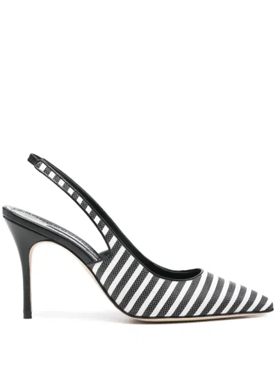 Manolo Blahnik 110mm Allu Slingback Pumps In Weiss
