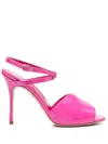 Manolo Blahnik Multicolor Calfskin Stiletto Heel Sandals In Rosa