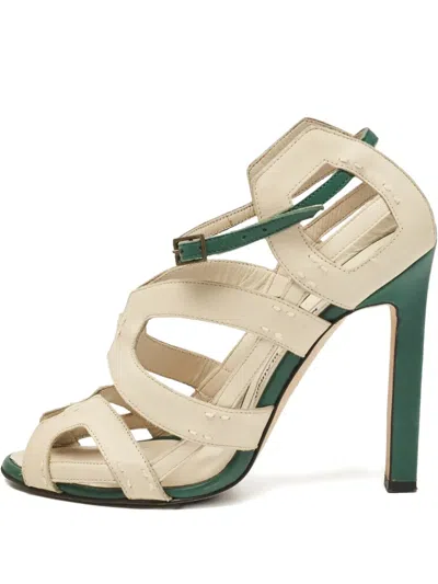 Pre-owned Manolo Blahnik 2024 120mm Cut-out Sandals In Neutral