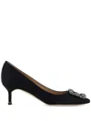 Manolo Blahnik Hangisi 50 Fmc Crystal-embellished Satin Pumps In Black