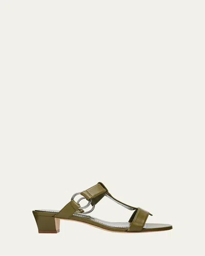 Manolo Blahnik 30mm Mionamu T-bar Slide Sandals In Multi