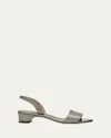 Manolo Blahnik 30mm Patobarnu Embossed Metallic Leather Slingback In Gray