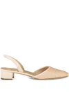 Manolo Blahnik 30mm Raffro Samba Tondo Woven Slingback Pumps In Gold