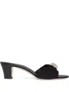 Manolo Blahnik 50mm Ansaklo Pleated-detail Mules In 黑色