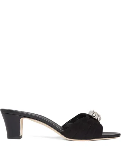 Manolo Blahnik 50mm Ansaklo Pleated-detail Mules In 黑色