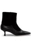 Manolo Blahnik Atalanta Mixed Leather Ankle Booties In Black