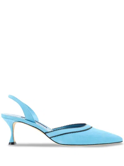 Manolo Blahnik Brontiasli Rial Suede 050 Pump Shoes In Blue