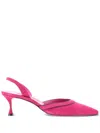 Manolo Blahnik Suede Halter Slingback Pumps In Pink