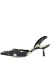 Manolo Blahnik 50mm Carolyne Floral Slingback Pumps In Black