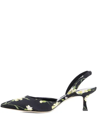 MANOLO BLAHNIK 50MM CAROLYNE FLORAL SLINGBACK PUMPS