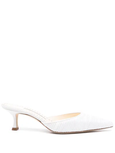 MANOLO BLAHNIK 50MM CAROLYNE MULES - WOMEN'S - CALF LEATHER/FABRIC