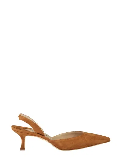 Manolo Blahnik Carolyne Kitten-heel Halter Pumps In Brown