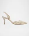 Manolo Blahnik Carolyne Woven Raffia Slingback Pump In Neutral