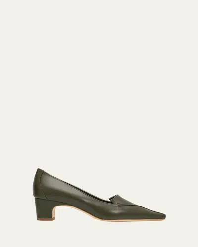 Manolo Blahnik 50mm Cleofelo Low-heel Leather Pumps In Brown
