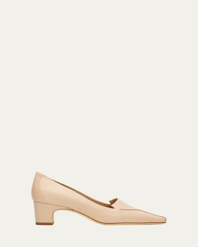 Manolo Blahnik 50mm Cleofelo Low-heel Leather Pumps In Gold