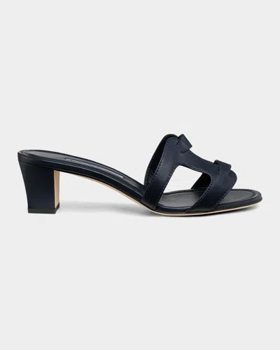 Manolo Blahnik 50mm Grellanu Leather Mule Sandals In Multi