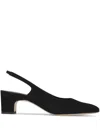 Manolo Blahnik 50mm Allurasa Suede Slingback Pump In Black