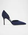 Manolo Blahnik 50mm Maren Suede Pointed-toe Pumps In Blue