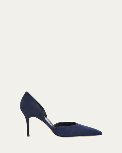 MANOLO BLAHNIK 50MM MAREN SUEDE POINTED-TOE PUMPS