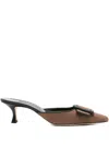 Manolo Blahnik 50mm Maysale Buckle-detail Mules In Brown