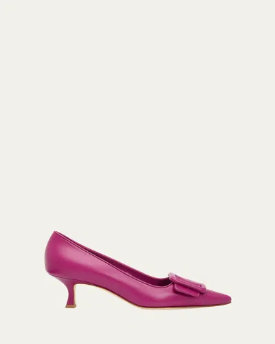Manolo Blahnik 50mm Maysale Leather Buckle Pumps In Animal Print