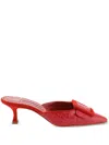 Manolo Blahnik Maysale 70 Buckled Suede Mules In Red