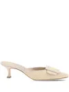 Manolo Blahnik Natural Velvet Maysale Heels In Beige
