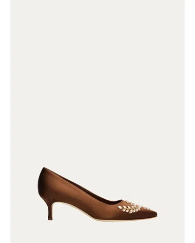 Manolo Blahnik 50mm Pasadislo Embellished Satin Pumps In Multi