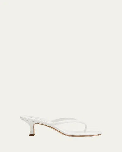 Manolo Blahnik 50mm Paterno Leather Thong Sandals In White