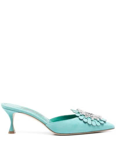 MANOLO BLAHNIK 50MM SHOGMU MULES - WOMEN'S - CALF LEATHER/CALF SUEDE