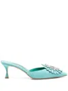 Manolo Blahnik 50mm Shogmu Mules In Blue