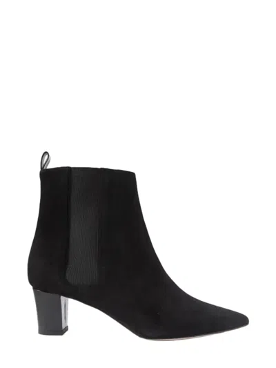 Manolo Blahnik 50mm Suede Ankle Boots In Schwarz