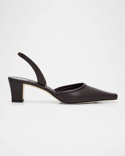 Manolo Blahnik 50mm Vendona Leather Slingback Pumps In Brown