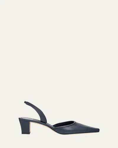 Manolo Blahnik 50mm Vendona Leather Slingback Pumps In Blue