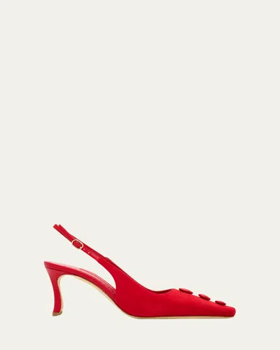 Manolo Blahnik 70mm Alexapla Suede Slingback Pumps In Red