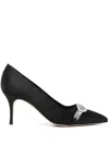 Manolo Blahnik Asapump 70 Crystal-embellished Satin Pumps In Black