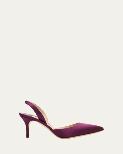 Manolo Blahnik 70mm Carolyne Satin Slingback Pumps In Purple