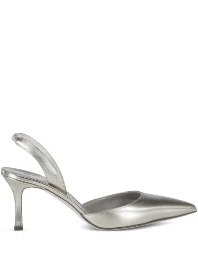 Manolo Blahnik 70mm Carolyne Slingback Heeled Pumps In Metallic