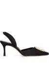 Manolo Blahnik Slingback High Heel Sandals In Black